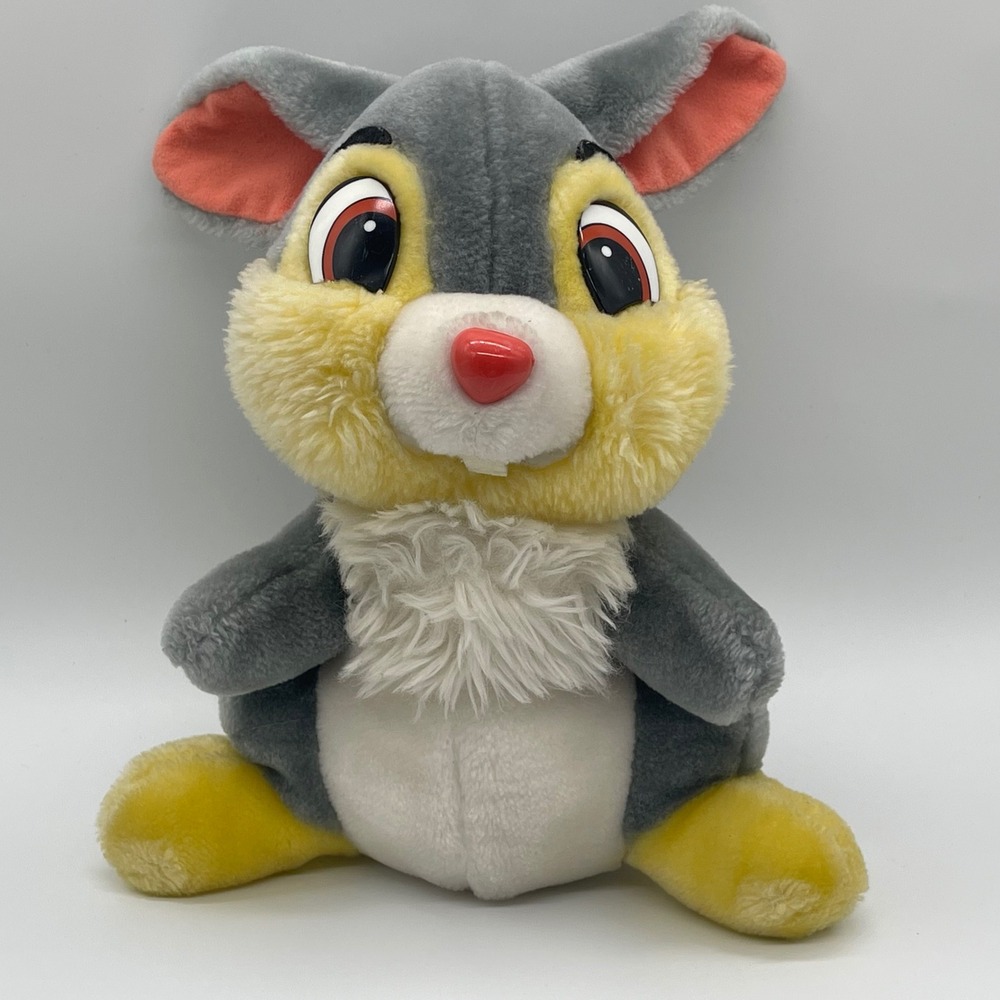 Vintage Disney Thumper Plush Bambi Rabbit Walt Disney Productions Gray Yellow